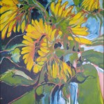 Zonnebloemendans, acryl op doek, 100 x 120 cm -verkocht -                       